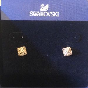 NIB Swarovski Tactic pierced earrings Rose Gold pl